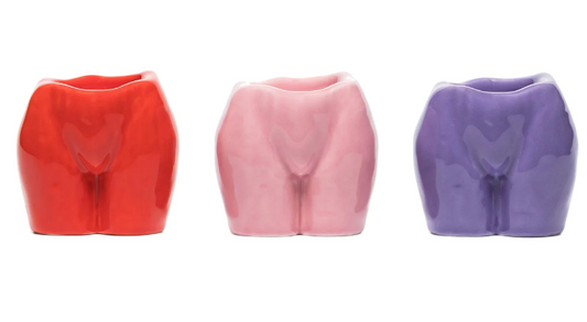 Anissa Kermiche Red, Pink And Purple Rock Bottom Earthenware Candle Holder Set